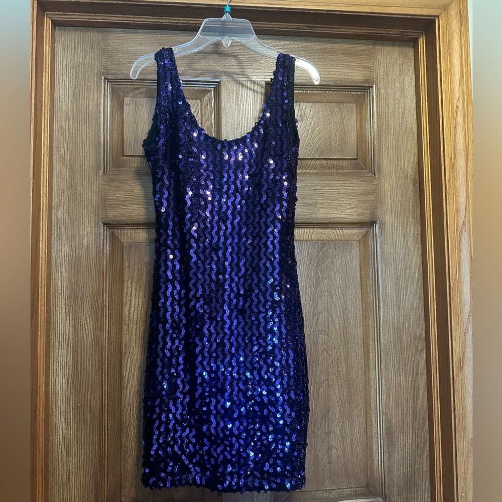 Purple Sequin Dress Exteriors Open Back